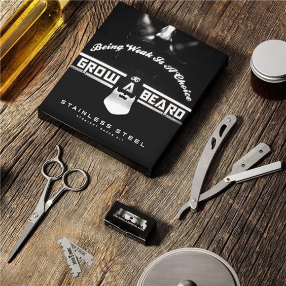 Straight Razor, Complete Straight Razors for Men Kit with 50 Single Blade Razors - Picture 3 of 7